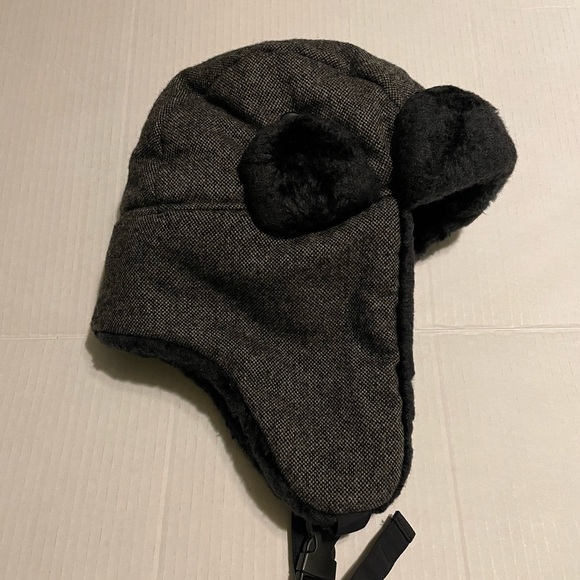 Northwest Territory Mens Black Tweed Trapper Hat w Flaps Cold Weather Hunt  M/L - Picture 4 of 7